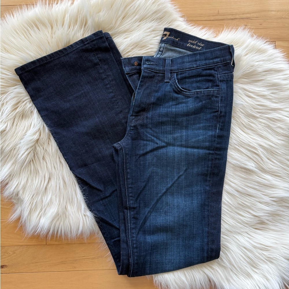 7 For All Mankind Dark Blue mid Rise Boot Cut Jeans